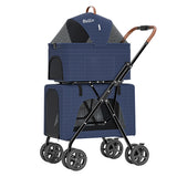 Foldable Doublelayer Breathable Pet Stroller for 2 Pets