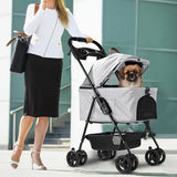 3-in-1 Foldable Pet Stroller Detachable 4 Wheels Dog Stroller