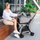 Foldable Doublelayer Breathable Pet Stroller for 2 Pets