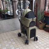 Foldable Doublelayer Breathable Pet Stroller for 2 Pets