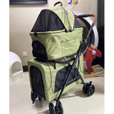 Foldable Doublelayer Breathable Pet Stroller for 2 Pets