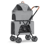 Foldable Doublelayer Breathable Pet Stroller for 2 Pets