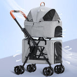 Foldable Doublelayer Breathable Pet Stroller for 2 Pets