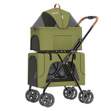 Foldable Doublelayer Breathable Pet Stroller for 2 Pets