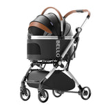 Detachable Pet Stroller Foldable Lightweight with Storage Basket