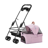 3-in-1 Foldable Pet Stroller Detachable 4 Wheels Dog Stroller