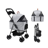 3-in-1 Foldable Pet Stroller Detachable 4 Wheels Dog Stroller