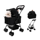 3-in-1 Foldable Pet Stroller Detachable 4 Wheels Dog Stroller