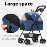 3-in-1 Foldable Pet Stroller Detachable 4 Wheels Dog Stroller